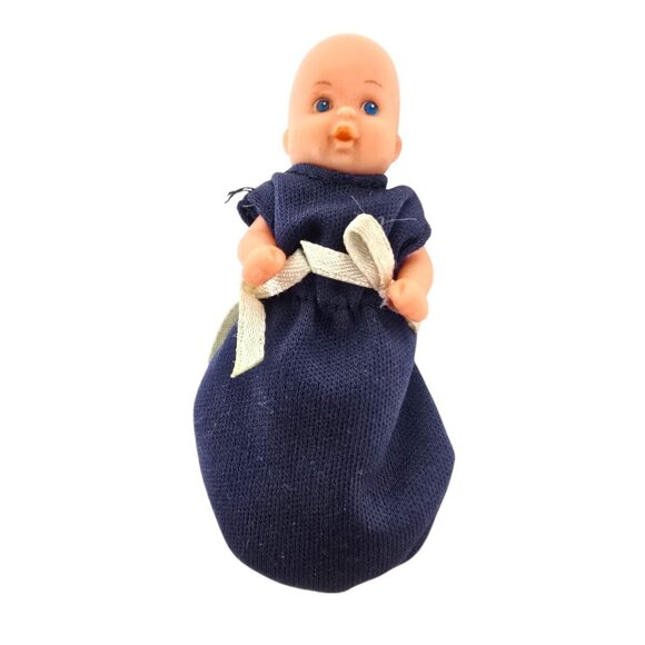 Miniature Baby Doll Simba Gender Neutral Vinyl Blue Eyes Little Small Tiny 1:6 - Picture 1 of 9